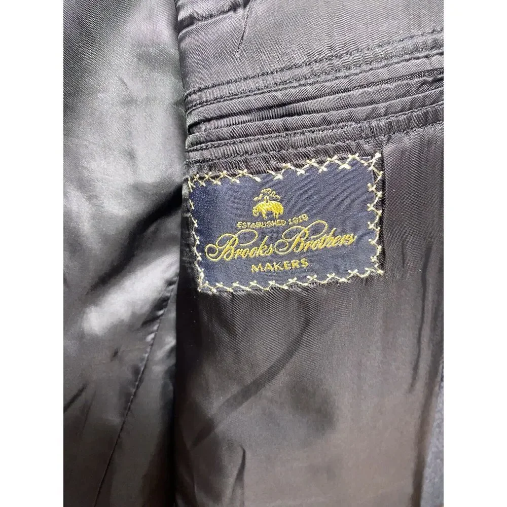 BROOKS BROTHERS Striped 100% SPORT COAT sz 39L‎ blazer suit jacket Black